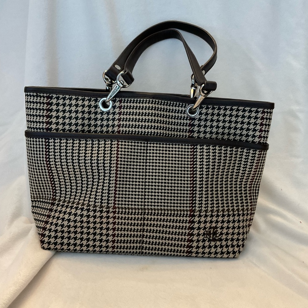 Ralph Lauren Brown and cream Houndstooth Tote